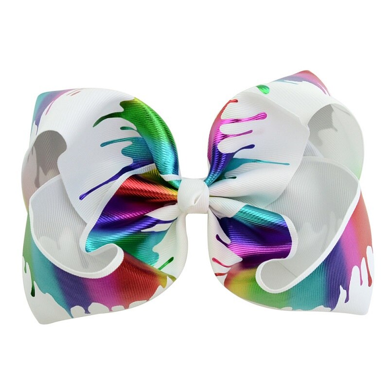 Épingles à cheveux pour filles | Gros nœud arc-en-ciel coloré imprimé grain, pince de cheveux, accessoires de cheveux pour enfants, fait à la main: C