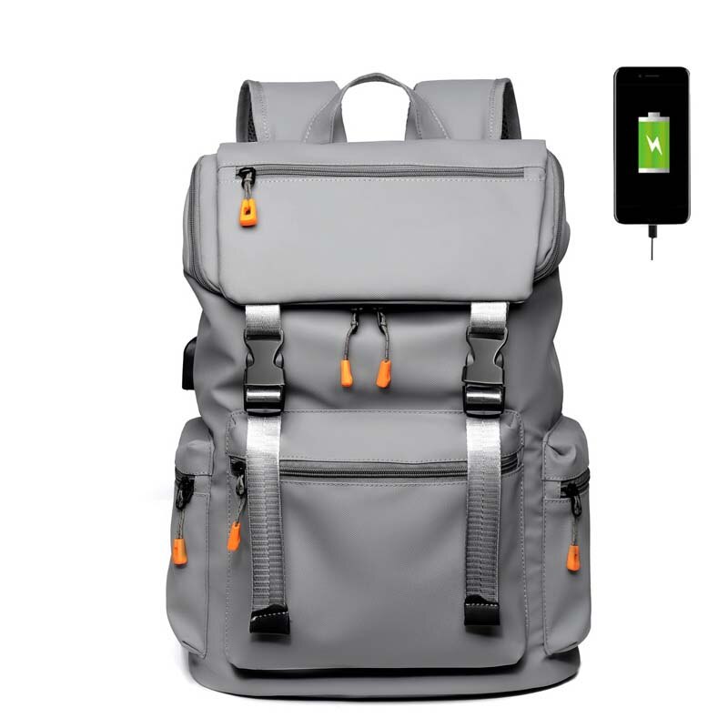 2022 Men Backpack Multifunctional Waterproof Backpacks 15.6 Inch Laptop Bag Man USB Charging Travel Bag Large Capacity: gray with USB