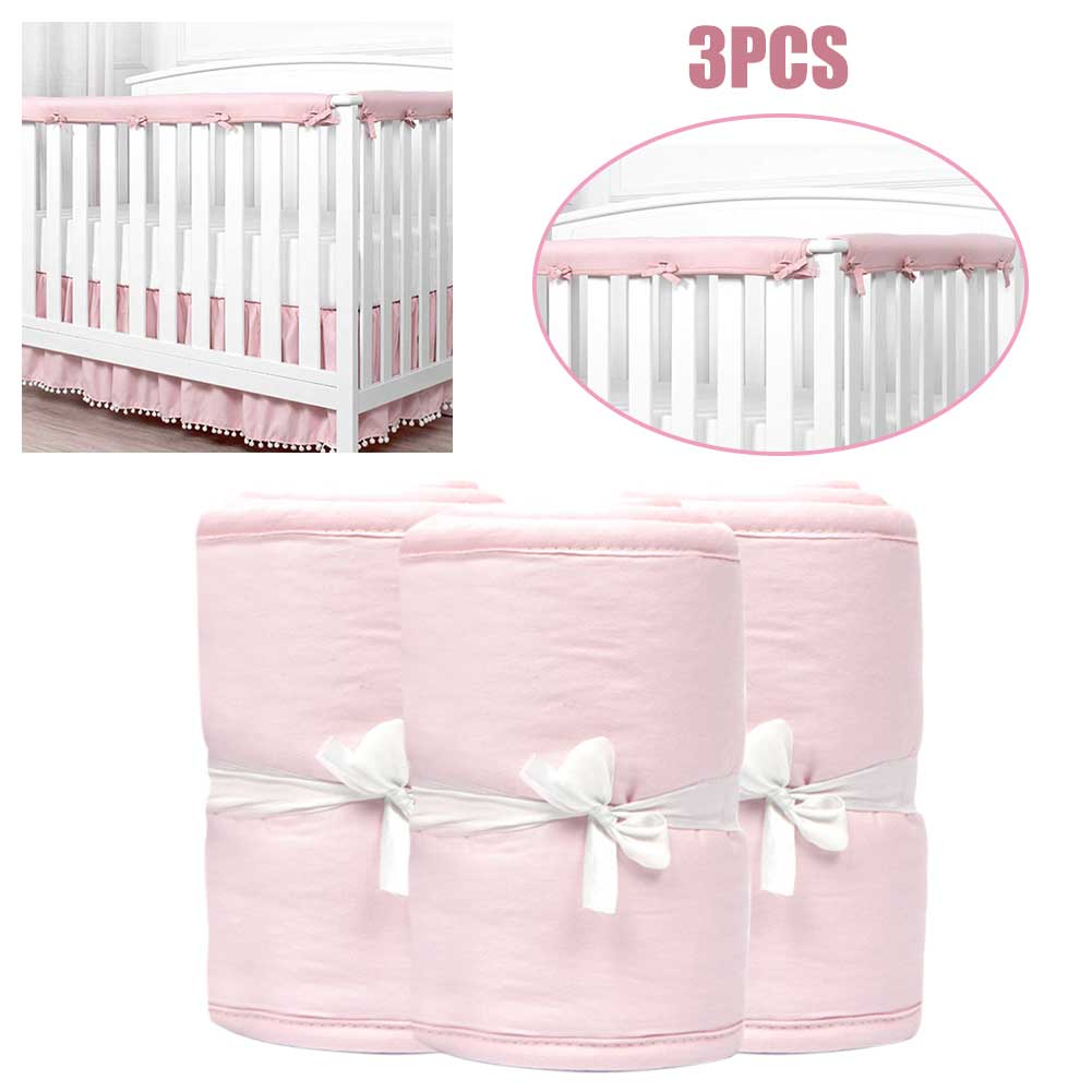 3 Stks/set Universal Home Slaapkamer Kauwen Ademend Babybedje Bumper Protector Microfiber Gids Cover Installeren