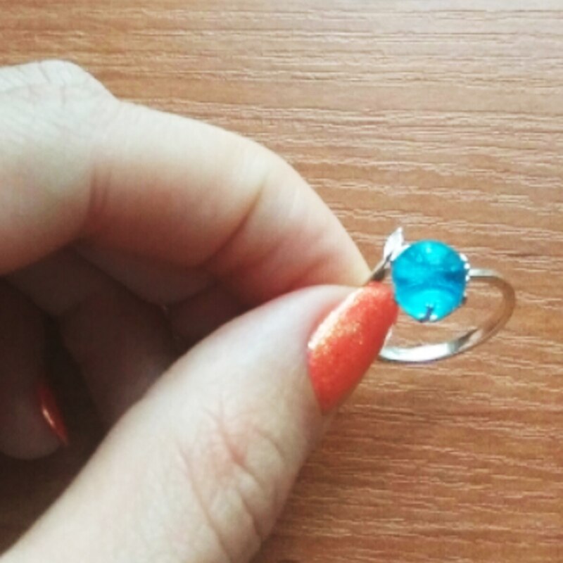 Anillo abierto de sirena para boda, sin alergias, , ajustable, cristal azul de , novedad de , 1 ud.