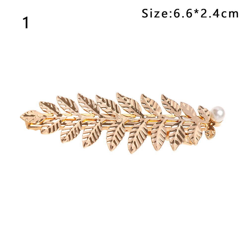Gyllene retro blad hårband metall hår båge bröllop hår krona tiara hår kammar brud pannband dekor hår styling verktyg: 1