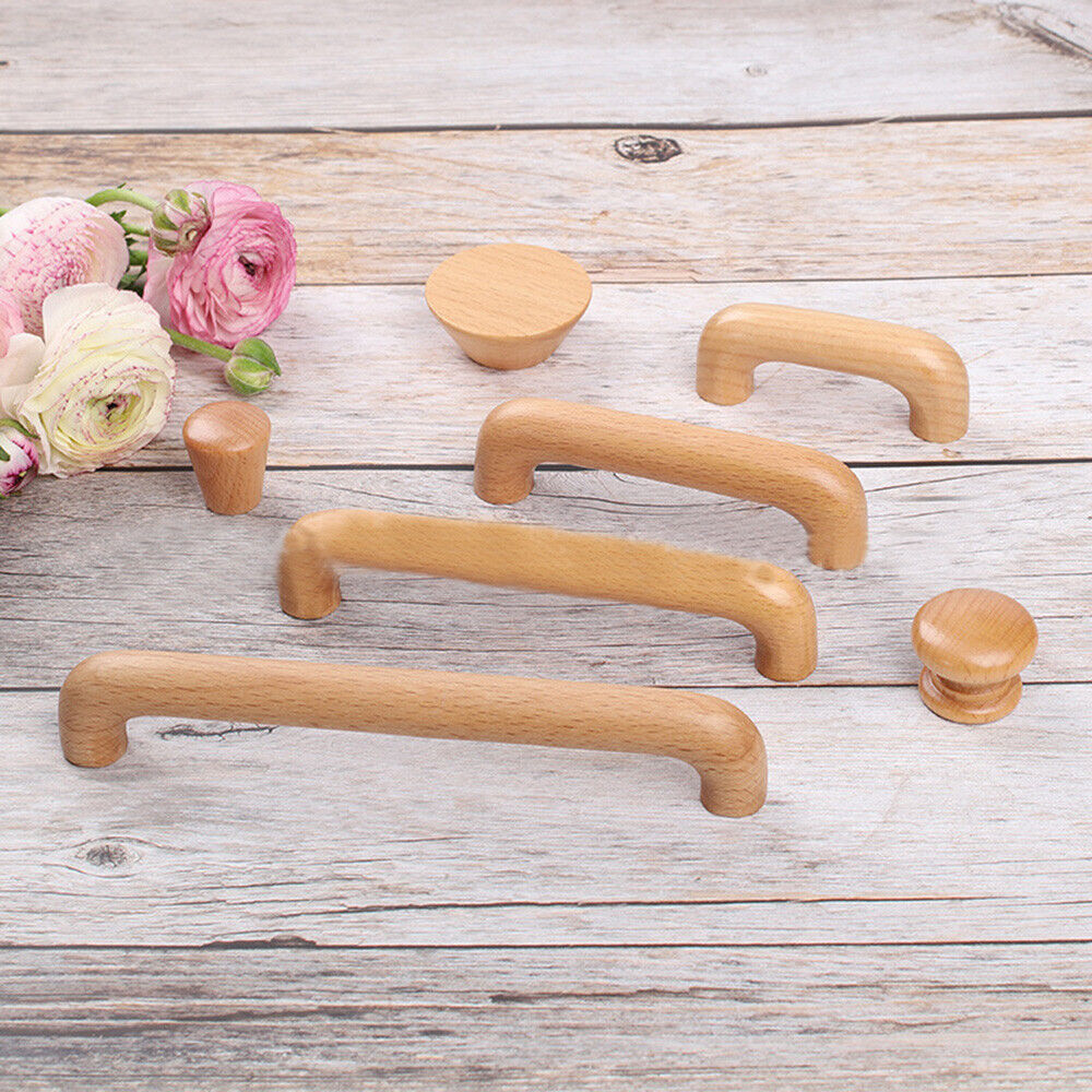 Manija de madera para muebles, pomo de cajón, tirador de puerta de armario, orificio simple/doble, herrajes duraderos para el hogar