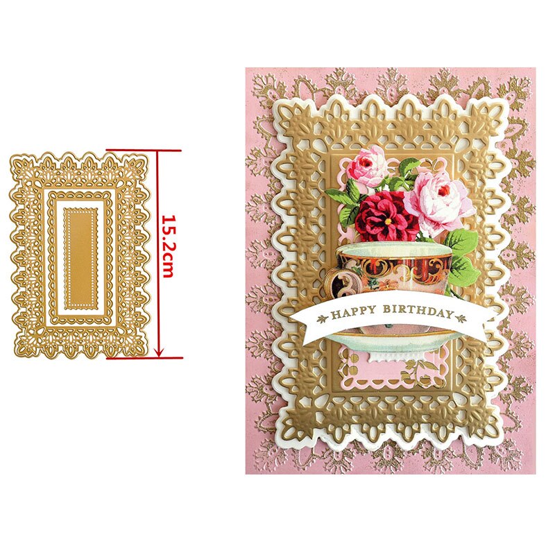 Festooned Retro Rectangle Frames Fancy Edges Christmas Border Metal Cutting Dies for DIY Scrapbooking Cards Crafts Dies: 17