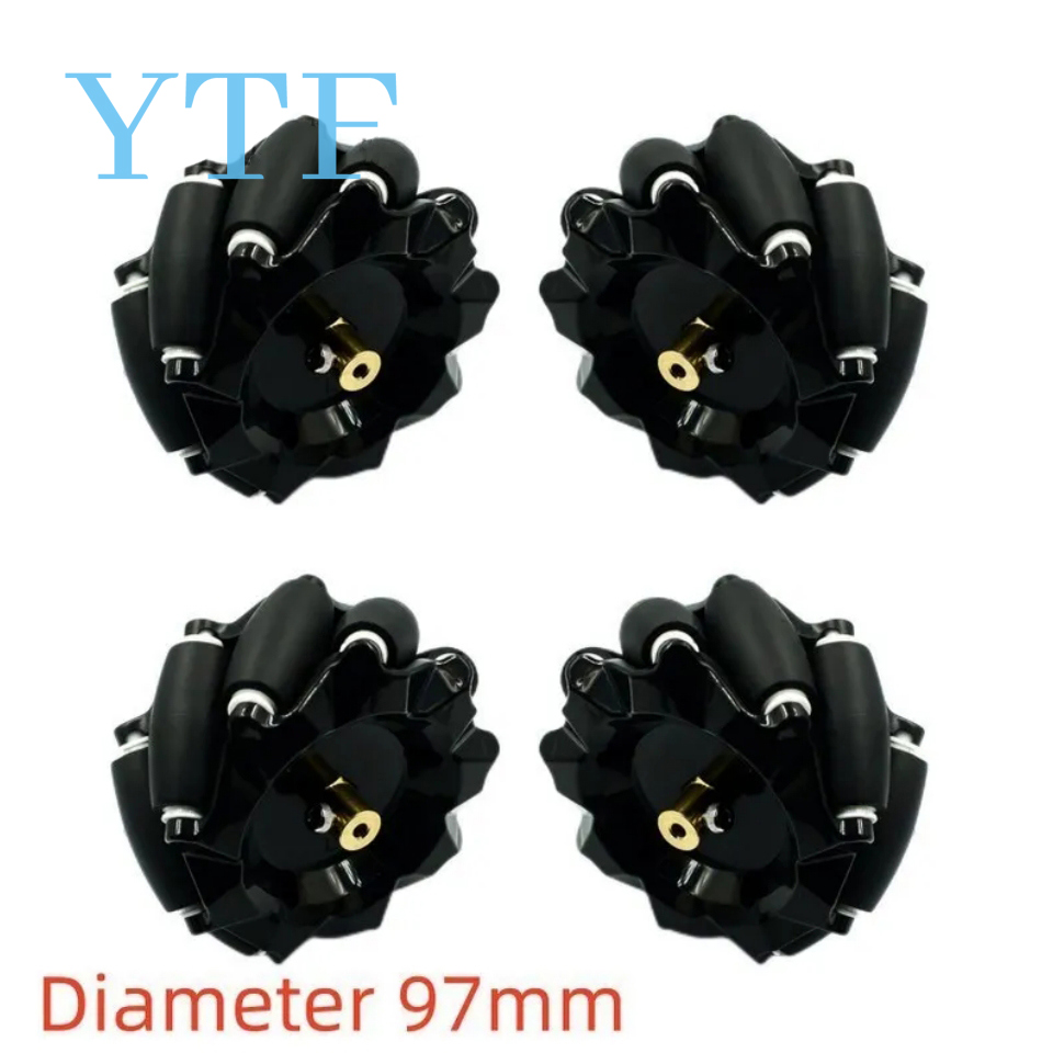 Roue Mecanum en plastique de haute dureté, 4 pièces/lot, 48mm 60mm 80mm 97mm, omnidirectionnelle pour moteur TT, voiture Robot intelligente avec moyeux de 6mm