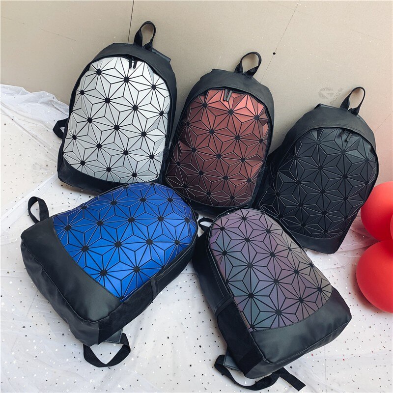 Oxford Cloth Package Geometry Diamond Solid Color Sports Bag Dazzling Backpack No Mark Mini Backpacks for Women