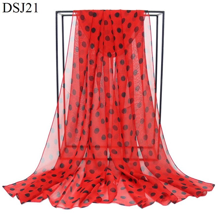 Speelk Brand Polka Dot Georgette Silk Scarf Women Dots Scarves And Wraps Female Long Outdoor Shawls: 3
