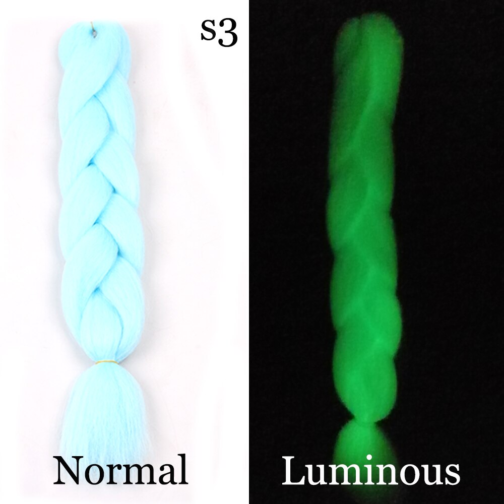 Shining Fluorescence Braiding Hair Jumbo Box Braids Hair Synthetic Braid Hair Extensions for Women White Pink 100g 24inch: S3