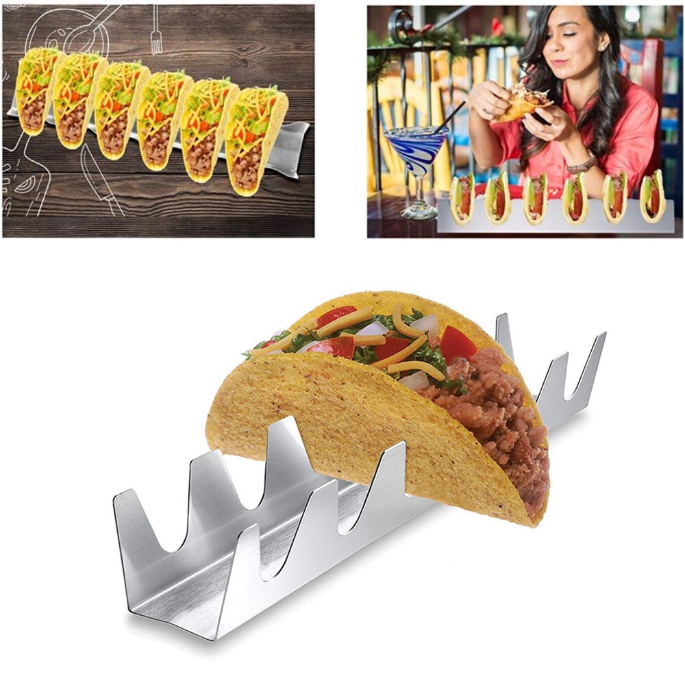 Supports de tacos forme de vague en acier inoxydable support de nourriture mexicain outil de Pizza support de chien support de support de tacos outils de Restaurant d'affichage