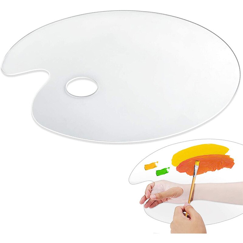 Clear Paint Palettes Non-Stick Oval Artist Paint Mixing Palette for Acrylic Oil Paints Mixing (12 inchX15.7 inch)