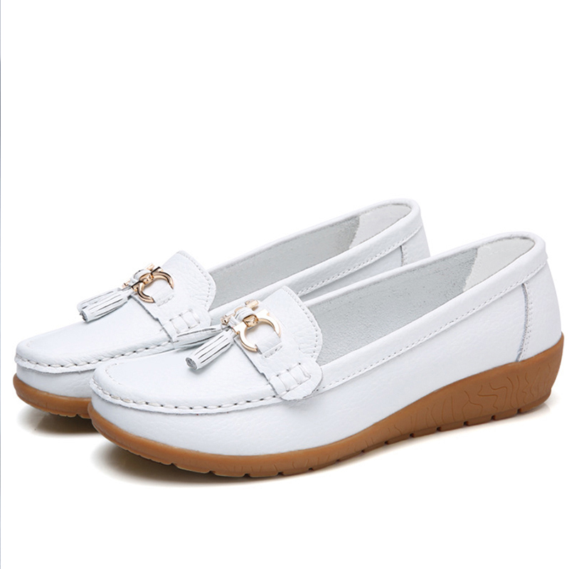 Scarpe da donna Mocassini da infermiera Scarpe Classiche Appartamenti Zapatos Mujer Scarpe basse comode da donna Calzature da donna in pelle casual bianche