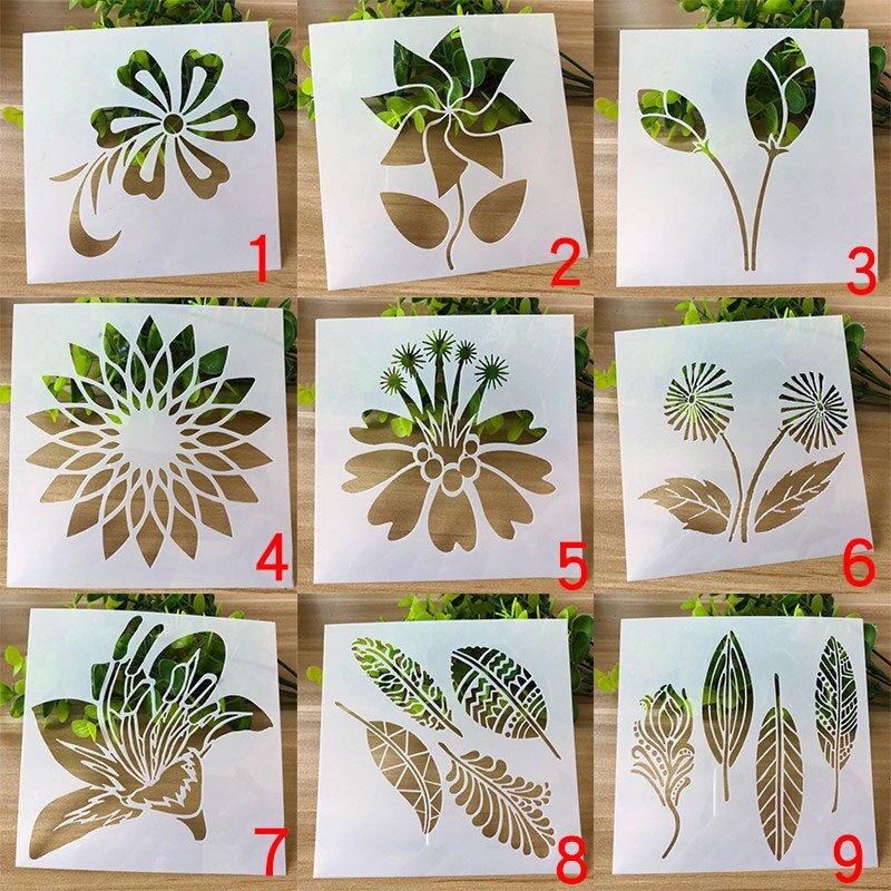 Folhas de flores diy artesanato estênceis em camadas pintura de parede scrapbooking carimbo em relevo álbum modelo de cartão de papel