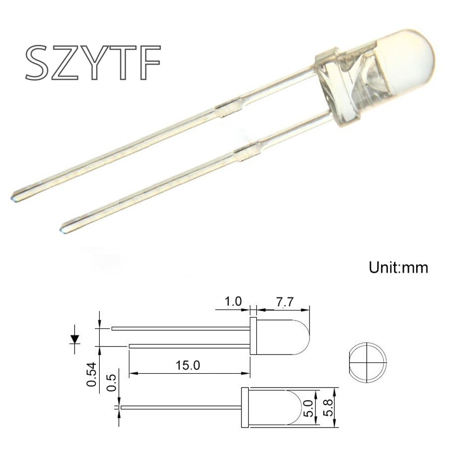 1000 stks/partij 5mm LED Diode 3V Set Light Emitting Warm Wit Groen Rood Blauw Geel Oranje Paars