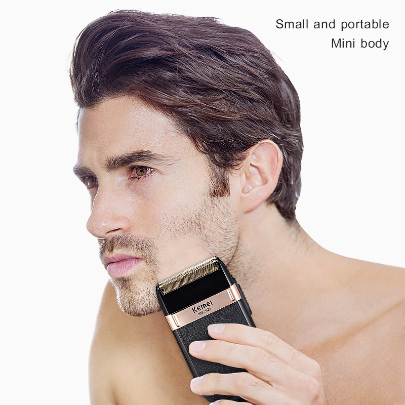 Afeitadora Kemei recargable para hombres, cortadora de barba, Afeitadora eléctrica, máquina de afeitar, cuchilla doble, impermeable, cuidado facial