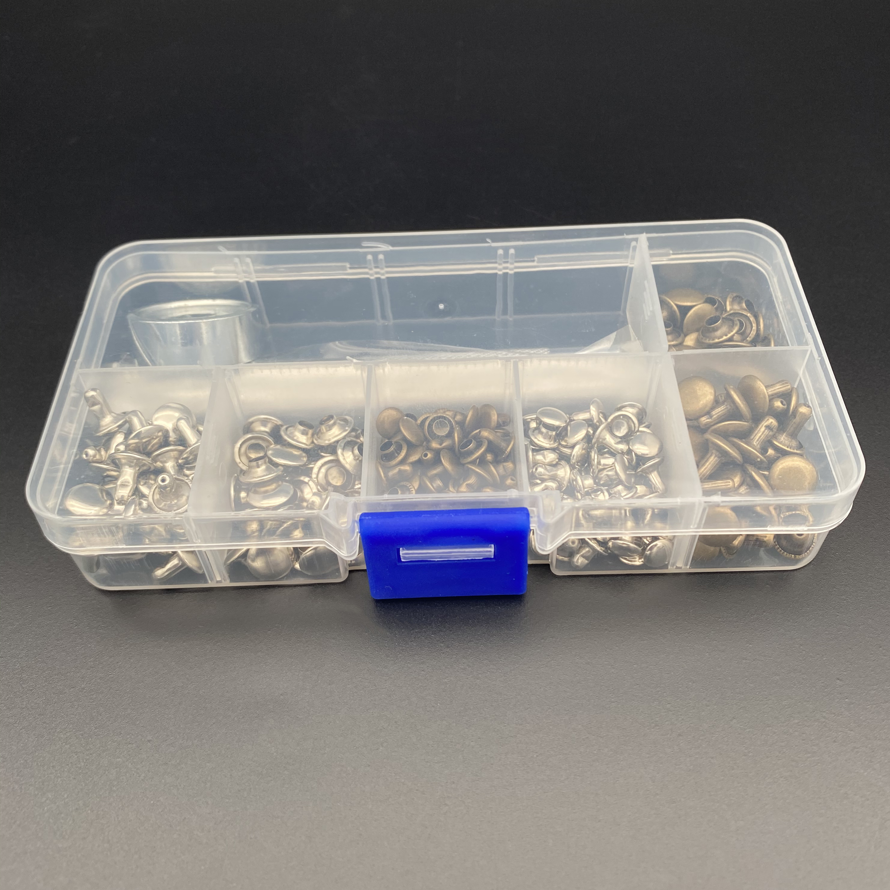 120 Set Leather Rivets Single Cap Rivets Tubular Metal Studs with Fixing Tool Kit for Leather Craft Repairing