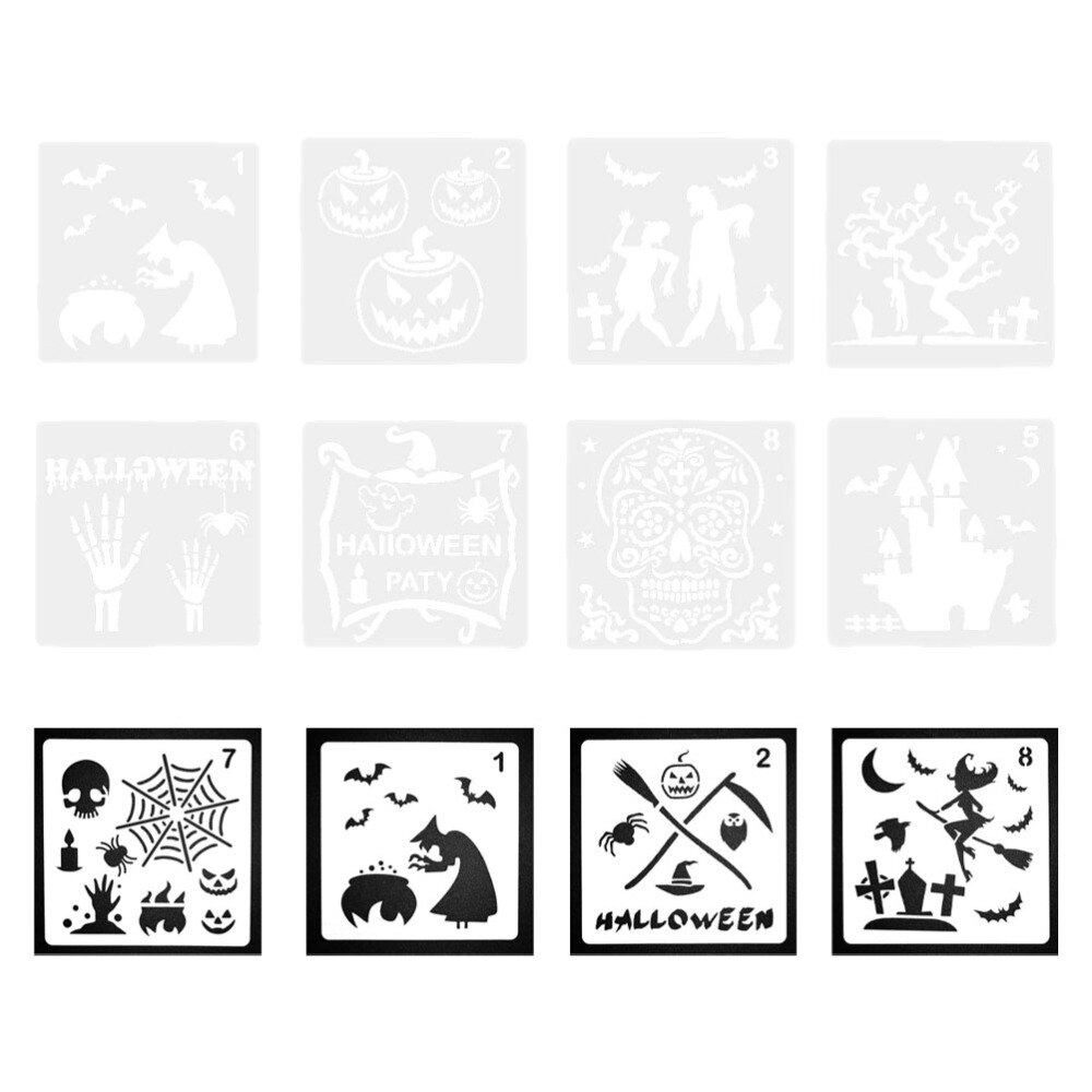 12 stk halloween male stencil delikat praktisk maleri tilbehør tegneværktøj genanvendelig halloween form skabelon til børn