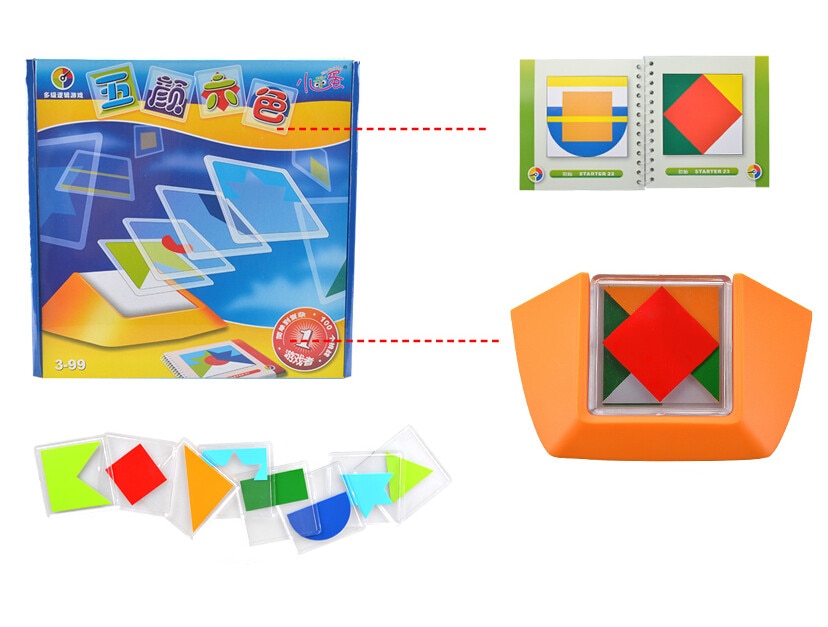 100 Uitdaging Kleur Code Puzzel Games Tangram Puzzel Boord Puzzel Speelgoed kinderen Ontwikkelen Logic Ruimtelijke Redeneren Vaardigheden Puzzel T