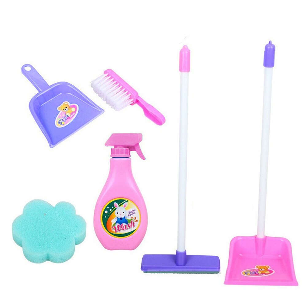 Kids Mini Simulation Plastic Cleaning Tool Electric Vacuum Cleaner Mop Dustpan Brush Foam Sponge Home House Appliances Clean Toy