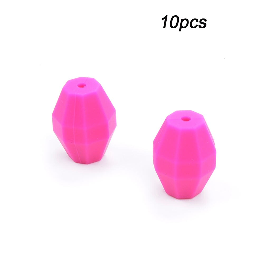LOFCA 10pcs Baby Oak Barrel Teething Beads Geometric Shape Silicone Beads Food Grade Baby Teething Toys Chewable Jewelry DIY: Violet red