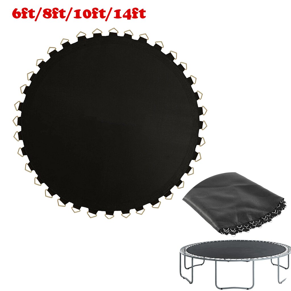 Jumping Mat Fabric Black Round Trampoline Replacement Pad Cloth- UV Resistance