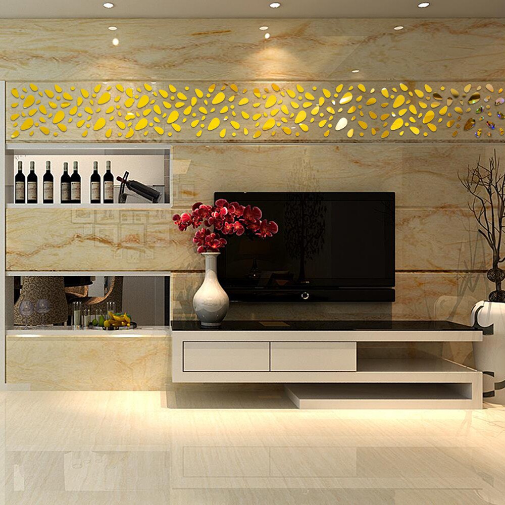 12 pçs espelho 3d vinil removível adesivo de parede decalque decoração da sua casa arte diy acrílico espelho adesivos de parede papel para sala estar