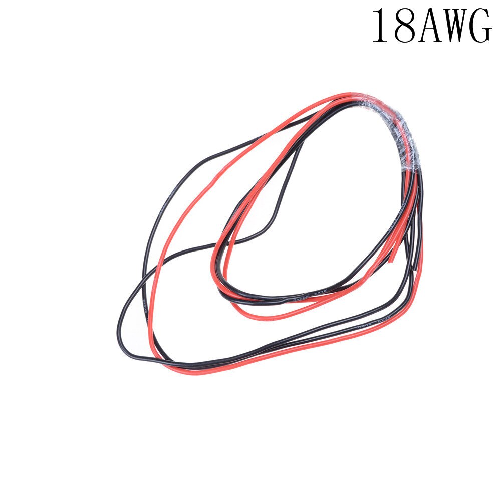 1Meter Zwart + 1Meter Rode Siliconen Draad 12AWG 14AWG 16AWG 22AWG 24AWG Heatproof Zachte Siliconen Silicagel Draad kabel: 18AWG