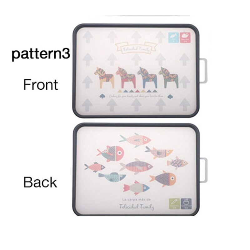 Kitchen Cutting Board Plastic Chopping Blocks 2 Sides Non-slip Antibacterial Heat Resistant Fruit Cutting Boards Kitchen Tools: pattern3