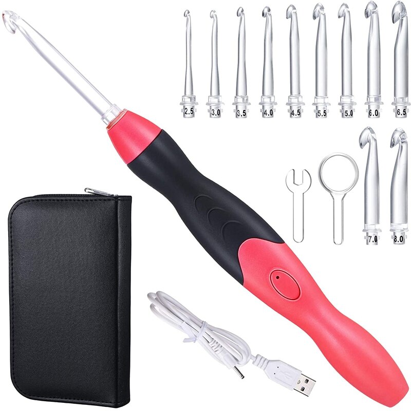 Haaknaald - set 14 stuks - ergonomisch - met etui - Linda's Hobbyhoek