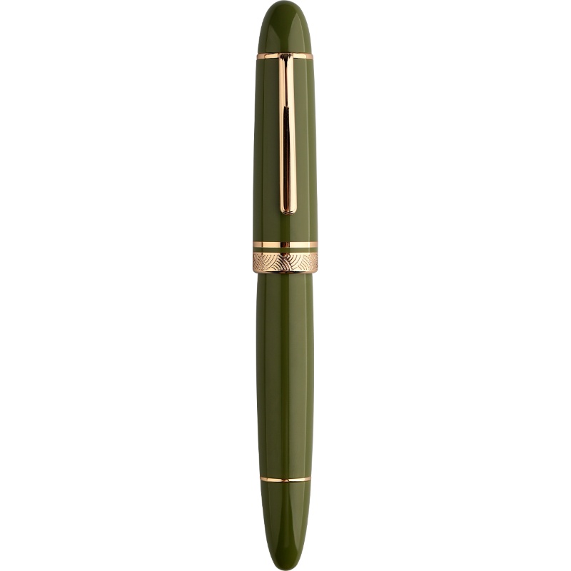 Nueva pluma estilográfica MAJOHN P140 de lujo con pistón de resina transparente NO.8 F/M, papelería de oficina de gran capacidad, bolígrafo de para escritura de tinta: green / f
