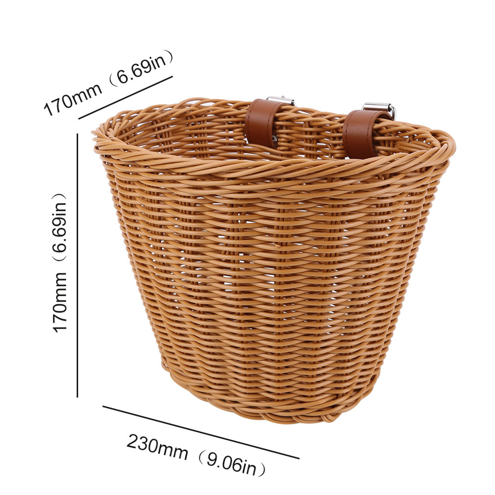 Panier Vélo Avant En Plastique Tissé – Forme D, Marron, Pour Guidon
