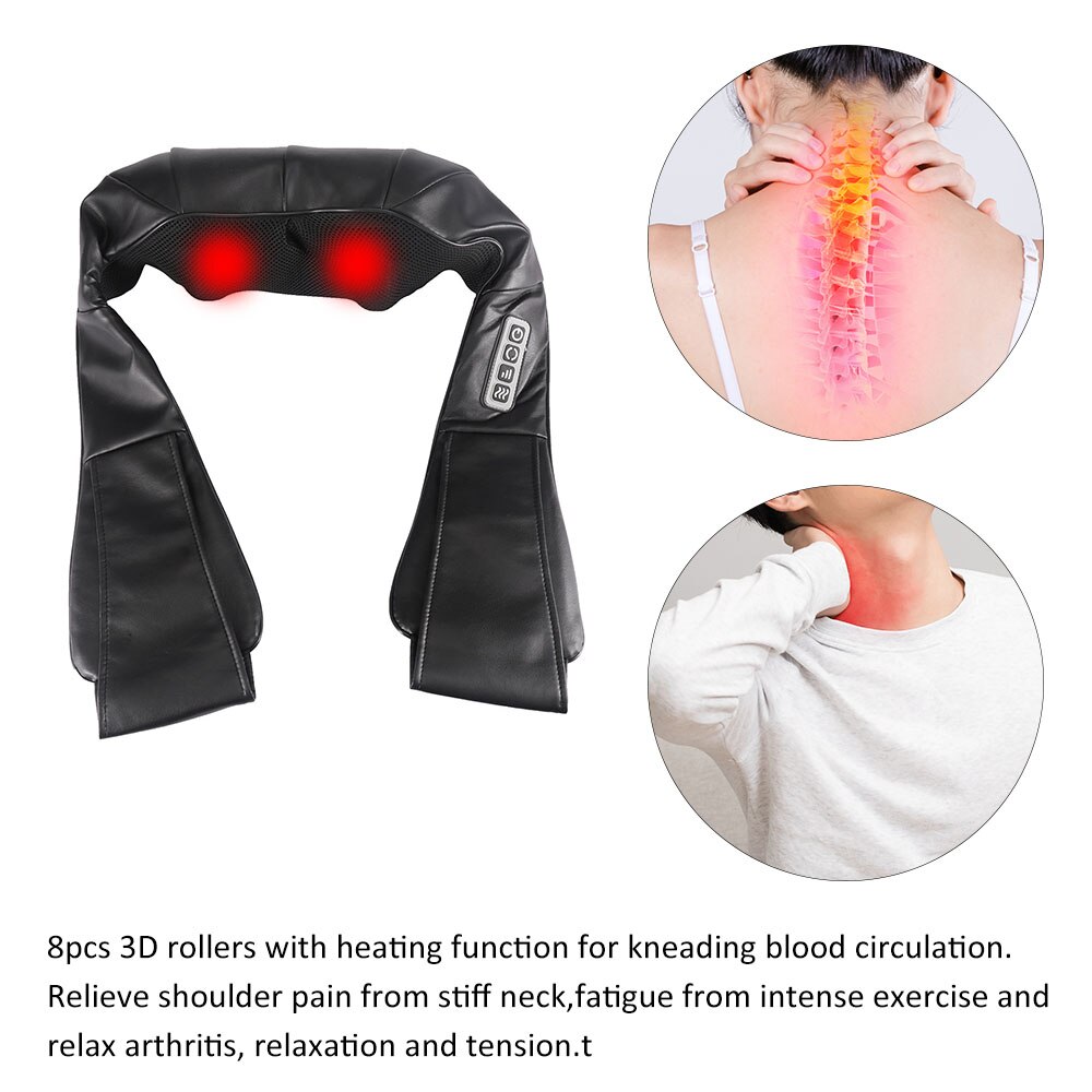 U Vorm Shiatsu Nek Massage Sjaal 4-Knoppen Met Infrarood Verwarmde Kneden Thuis Auto Dual-Gebruik Relief pijn Voor Body