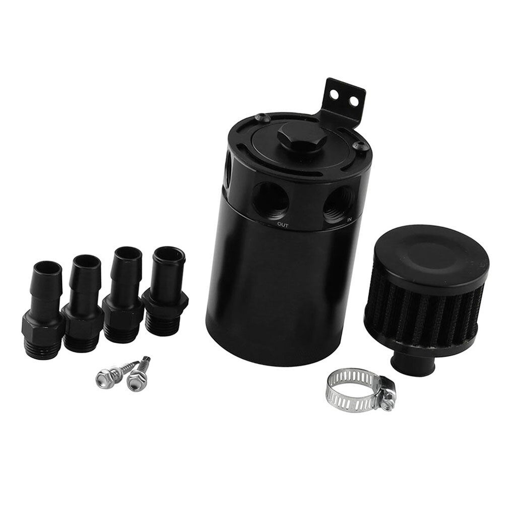 Universal 3-Port Oil Catch Can Tank Engine Air Oil Separator Tank Reservoir Kit OCC042(Black)