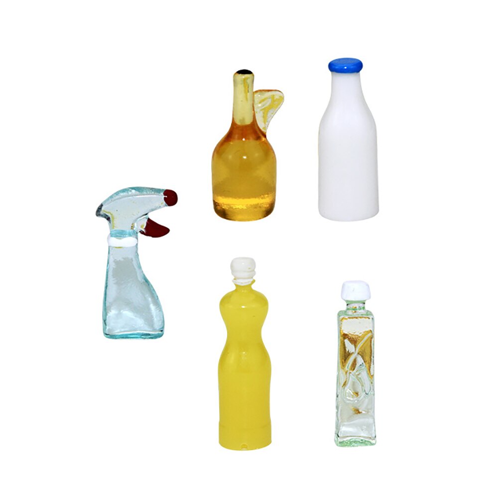 5 Stks 1/12 Poppenhuis Miniatuur Accessoires Mini Kruiden Fles Simulatie Keuken Voedsel Model Speelgoed voor Poppenhuis Decoratie