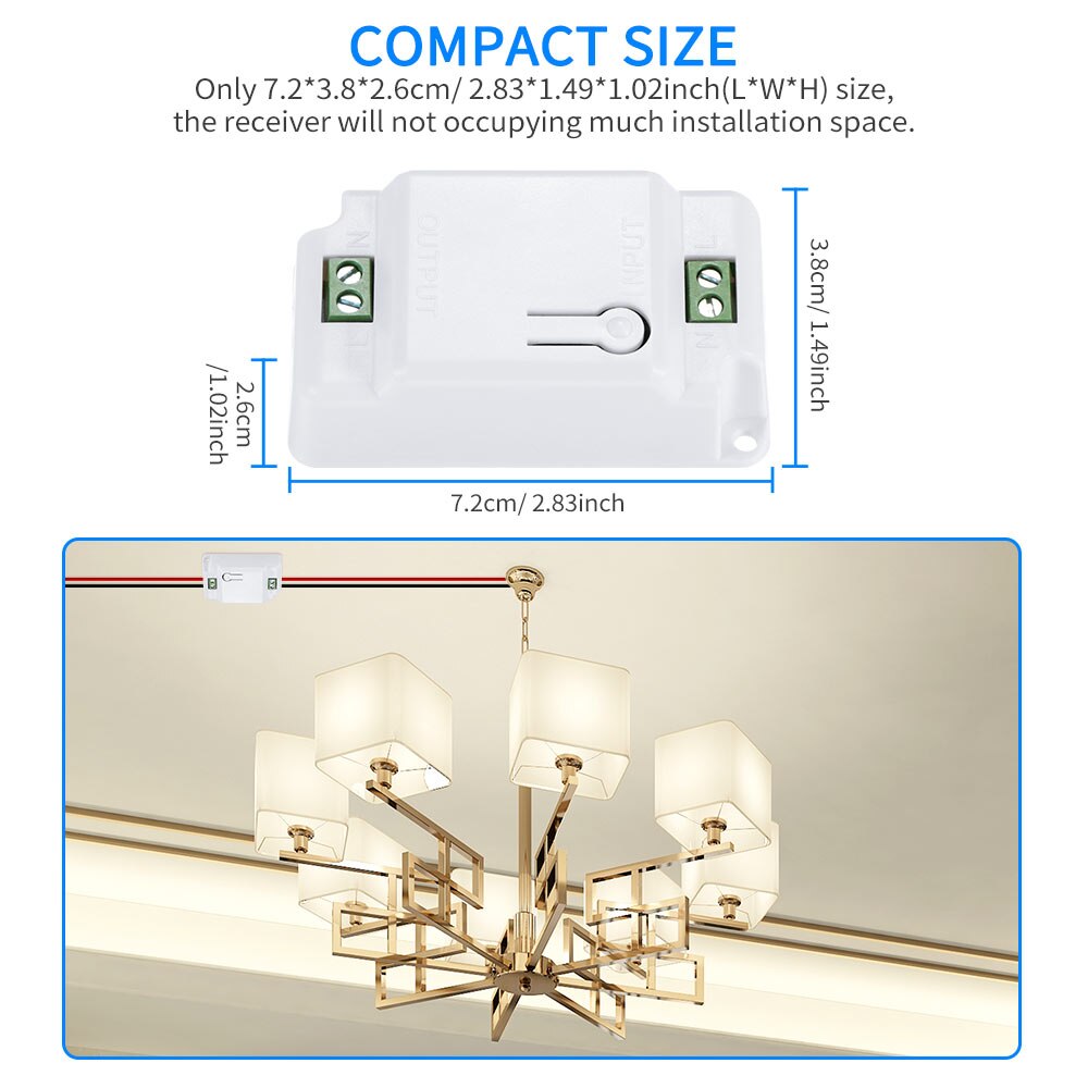 Button Switch Light RF Wall Mounted DIY Remote Control Receiver Transmitter Button Single Channel Light 30-50M 433.92 MHZ