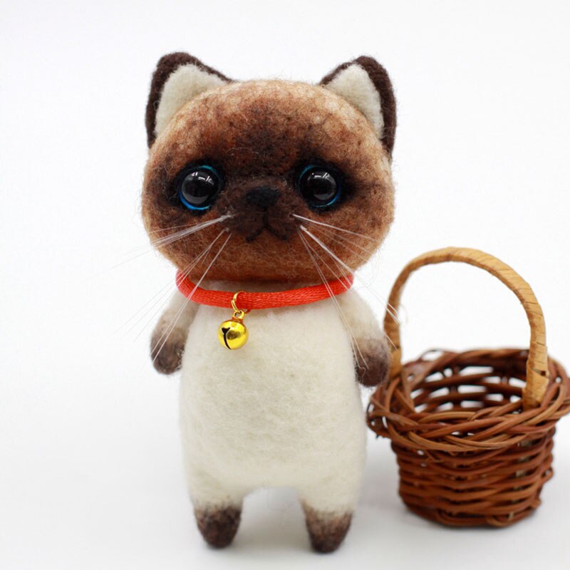 Niewykończony zestaw filcowy śliczna kolekcja zwierząt placki lalka kot wełna filc szturchnięty kite DIY materiały robić filcowania: 11