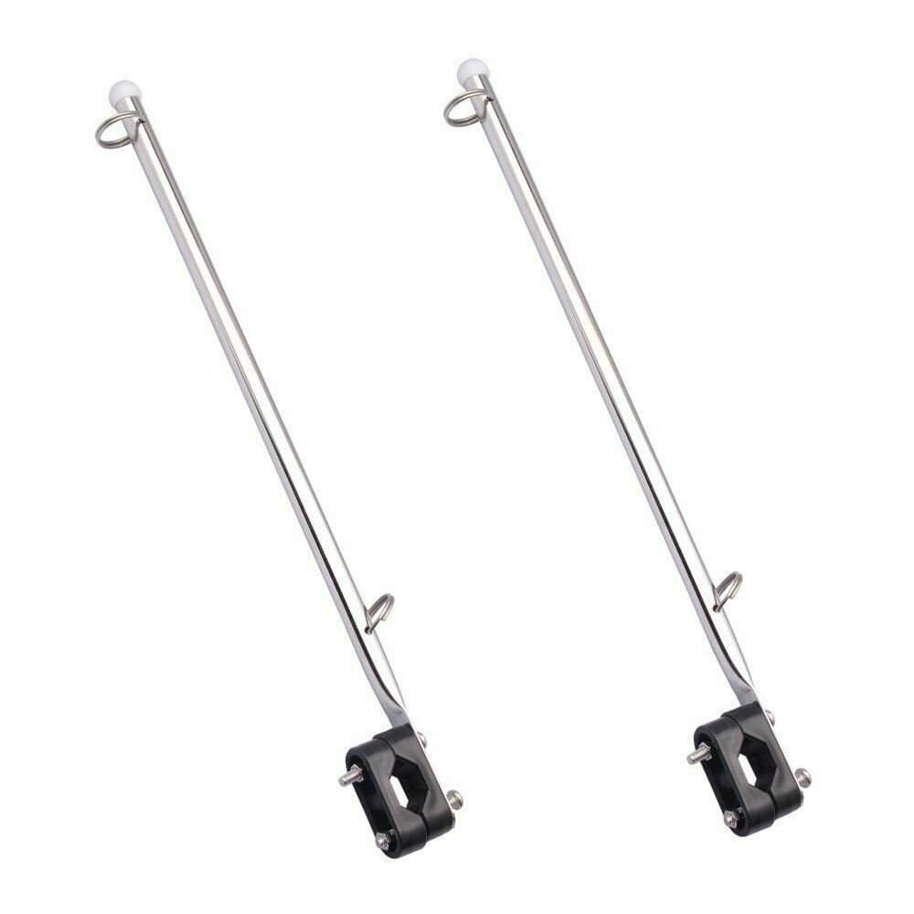 2PCS 14" Boat Flag Pole Holder 7/8"- 1" Rail Mount Adjutable Stainless Steel