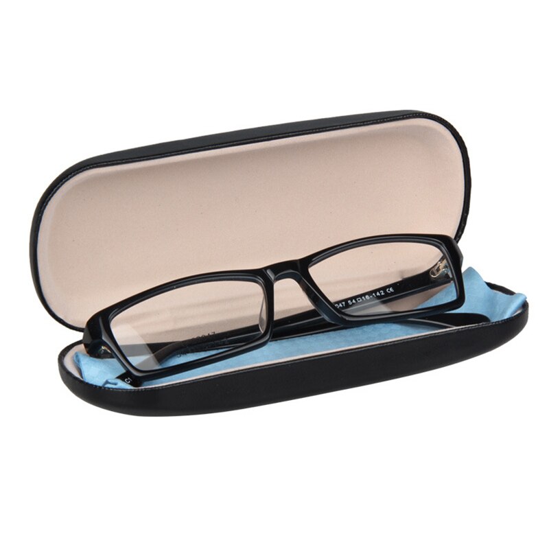 Étui à lunettes-métal noir et cuir pour petites et moyennes montures