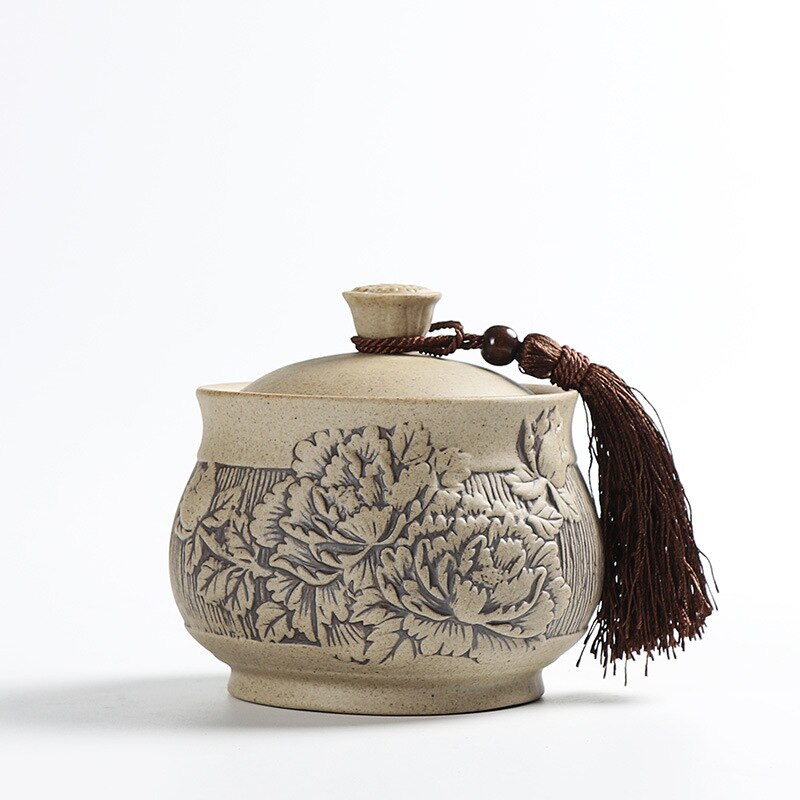 Latas em forma de tambor de cabaça caixa de chá embalagem selo doces doces doces latas bege cerâmica jar chá caddies organizador dampproof: 135x120mm
