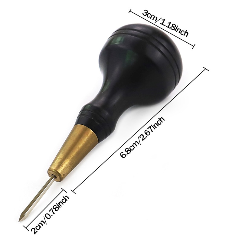 Diamond Shape Stitching Awl Ebony Blackwood Handle Leather Craft Sewing Awl Handmade Sewing Tools DIY Stitcher Taper