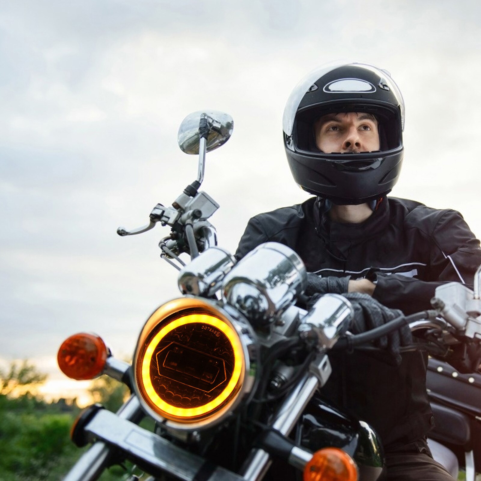 Faro LED para motocicleta, luz de cristal sin parpadeo, impermeable, DRL, 5,75 pulgadas, 6000K, 20000LM, IP67, 1 Uds.