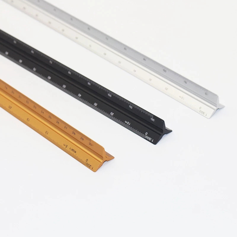 Colorful 30Cm Aluminum Triangular Scale Ruler Small Proportion Aluminum Scale Ruler