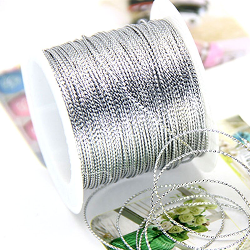 Corde à paillettes fil d'or bricolage 20m/roll | Cordon de ficelle, emballage de Bouquet de , décoration en rotin pour fête mariage Festival: 2.  silver