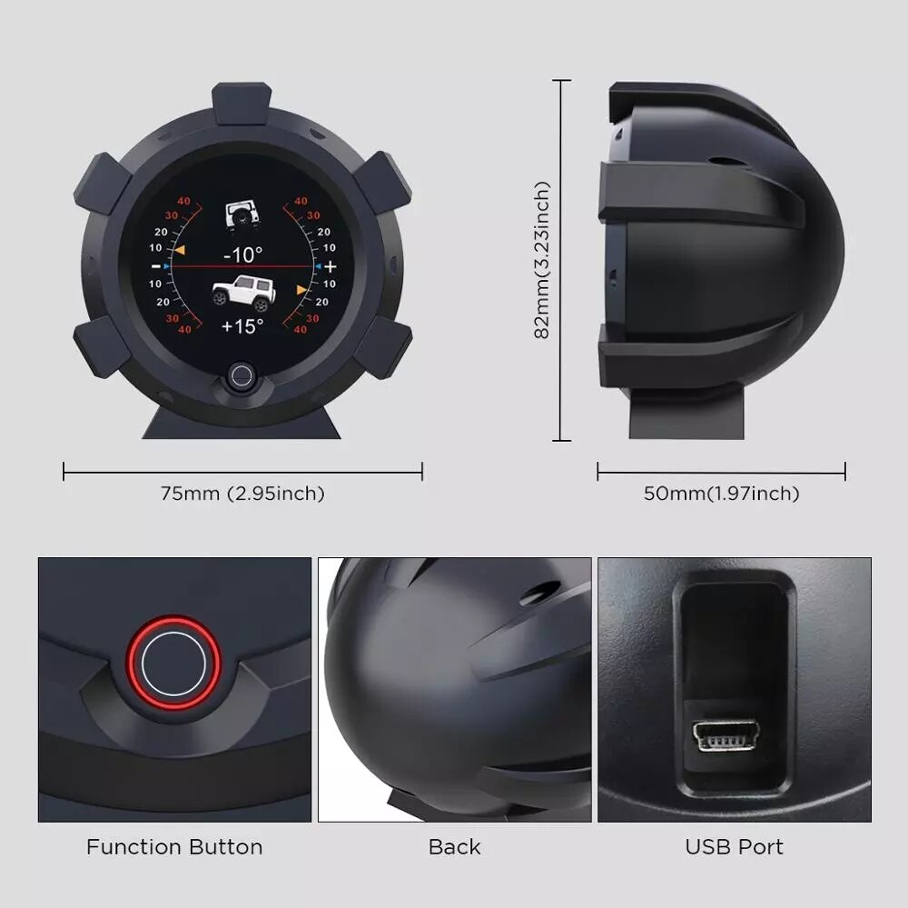 Autool  x95 gps horisontal høy presisjon multifunksjonell skråningsmåler bil hud skråningsmåler hastighetsmåler km/t mph alarm
