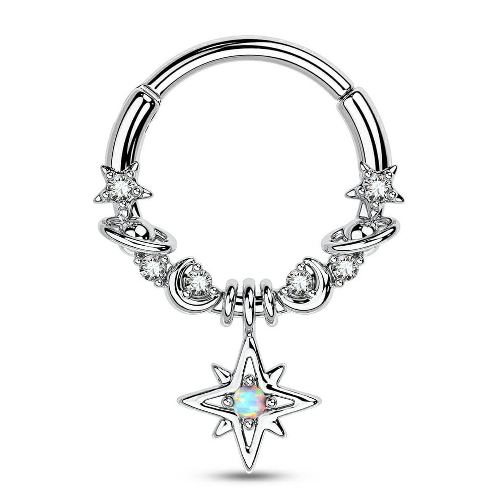 1 pièces cristal Septum cerceau Clickers nez anneau Cartilage Piercing Helix cerceau boucle d'oreille Tragus bijoux Daith cerceaux Rook boucle d'oreille Lobe: Black / Imitation plaquée rhodium