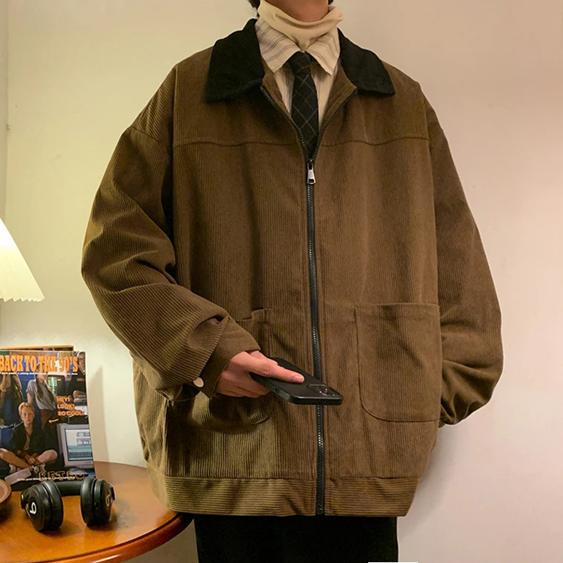Chaqueta Bomber estilo americano Vintage 2025, cazadora para hombre, abrigos con cremallera, prendas de vestir holgadas de carga para otoño