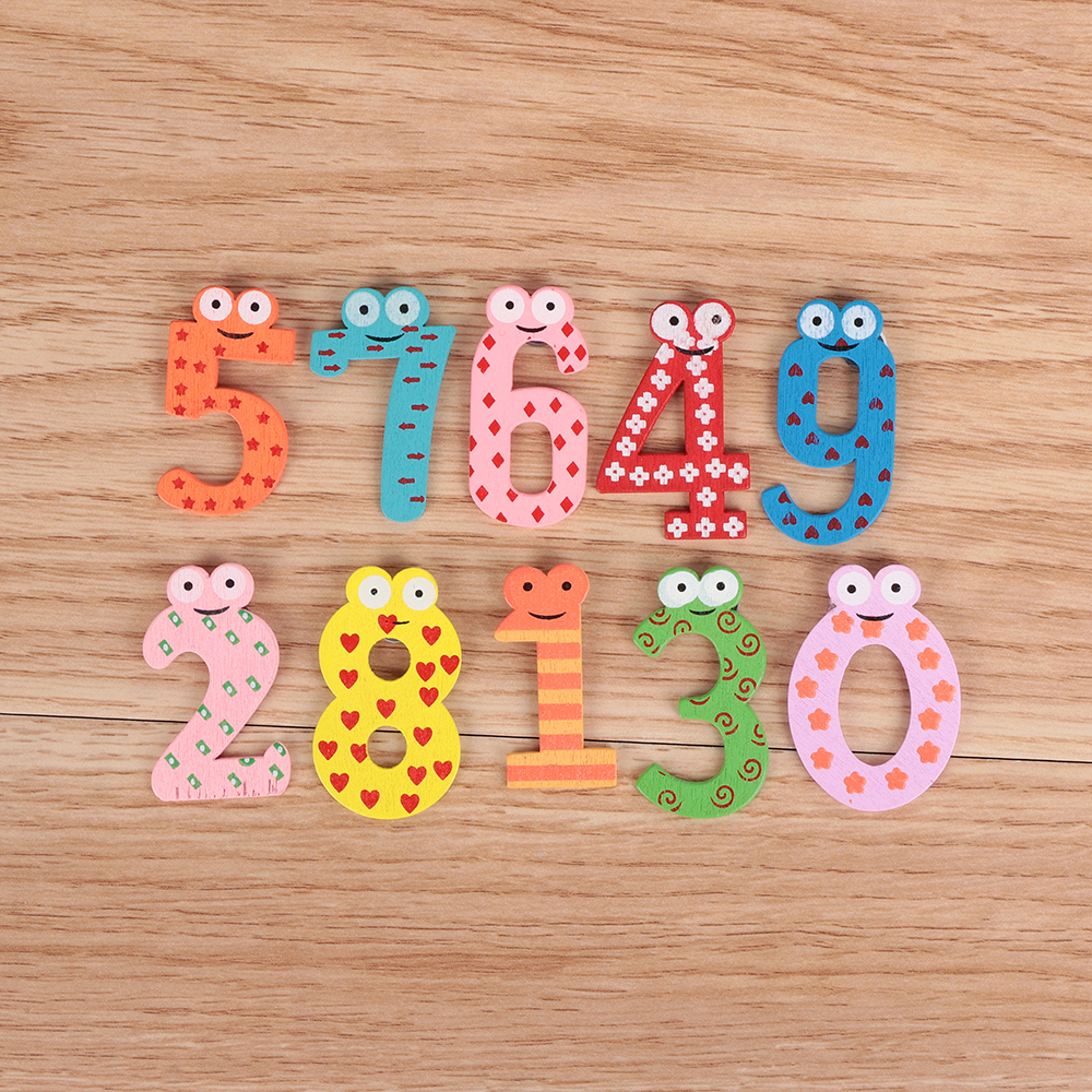 10pcs/set Security Tasteless Baby Number Refrigerator Fridge Magnetic Stick Mathematics Wooden Educational Kids Toys