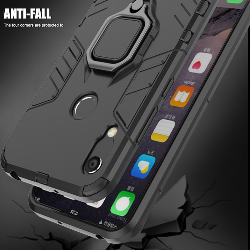 Honor 8A Case Voor Huawei honor 8A case Armor Ring Magnetische Auto Hold Shockproof Soft Bumper Telefoon Cover Voor Huawei honor 8A Case