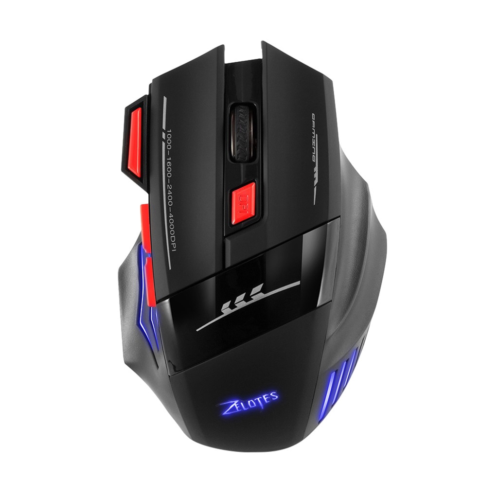 Zelotes 2.4G di Ricarica Gaming Mouse USB Ricevitore 30 Metri Senza Fili di Collegamento 250Hz / 500Hz Finestre 2000 / ME Mac OS