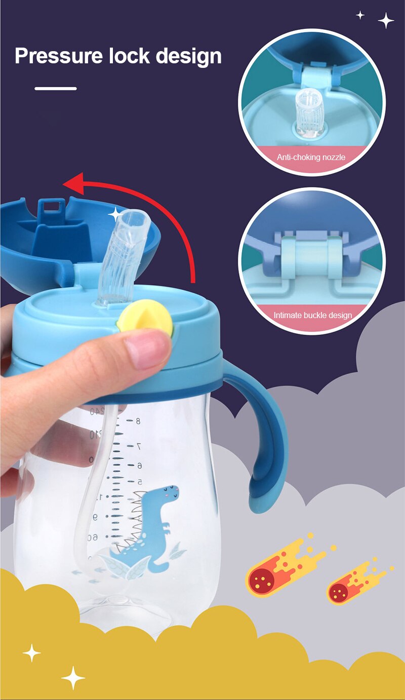 Babyfles waterbeker brede kaliber multifunctionele drinkmelk en drinkwater dubbele fles