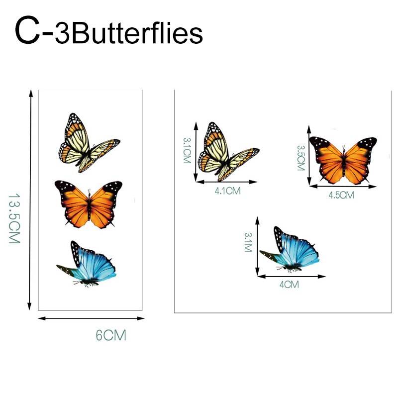 3Pcs/Sheet Butterfly Stickers Diary Sealing Label Sticker Decal Travel Sticker DIY Scrapbooking Diary Planner Albums Decoration: C