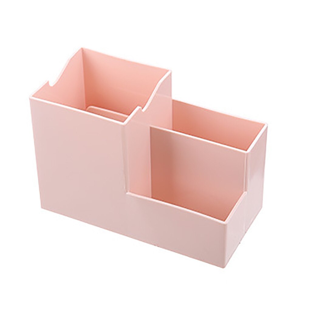 Multi-function 3 Grid Desktop Pen Holder Office School Storage Case Clear White Black Plastic Box Desk Pen Pencil Organizer: Pink